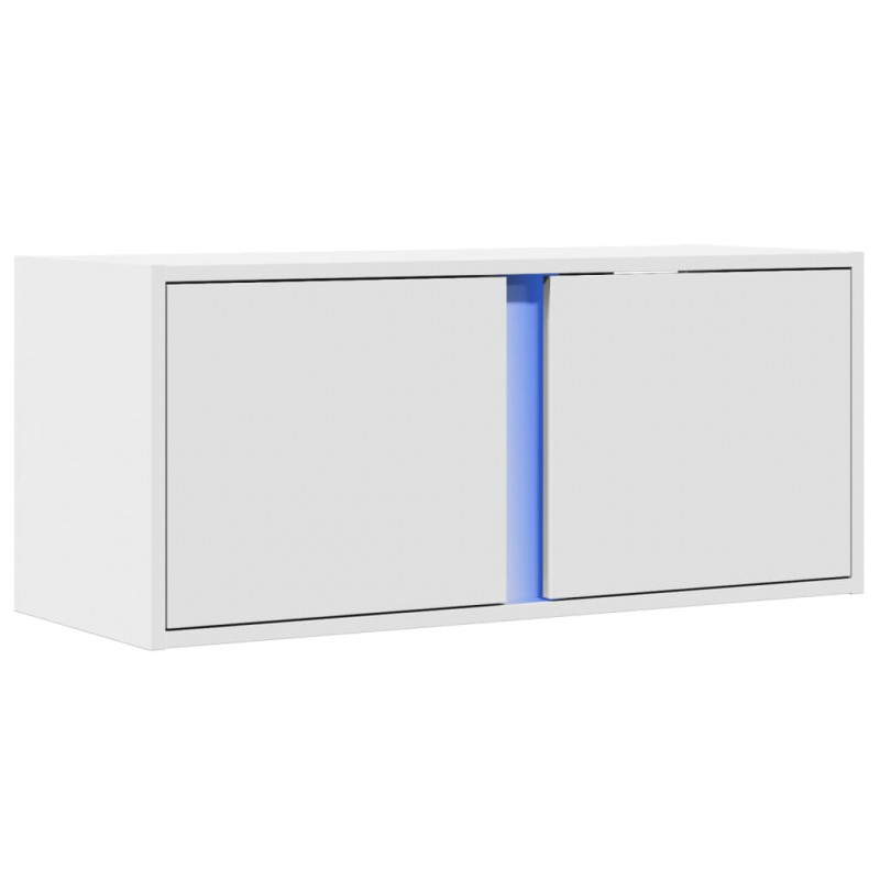 Ścienna szafka TV z LED, biała, 80x31x35 cm