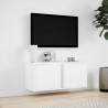 Ścienna szafka TV z LED, biała, 80x31x35 cm