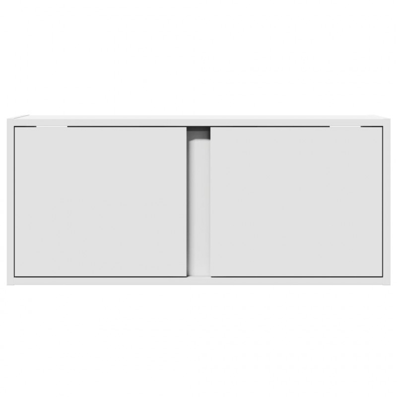 Ścienna szafka TV z LED, biała, 80x31x35 cm