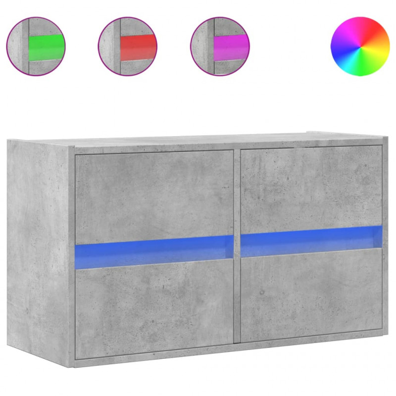 Ścienna szafka TV z LED, szarość betonu, 80x31x45 cm