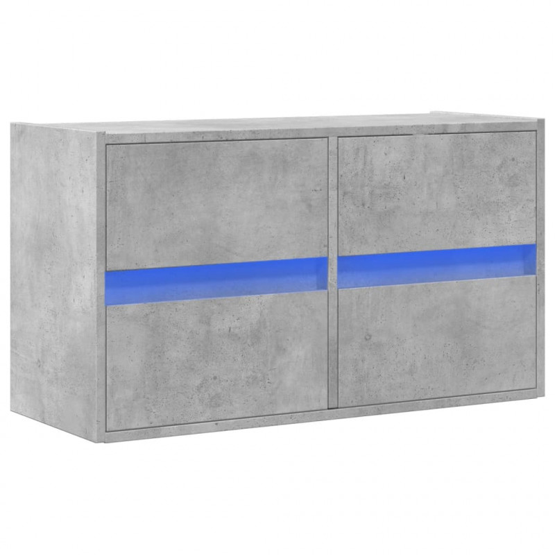 Ścienna szafka TV z LED, szarość betonu, 80x31x45 cm