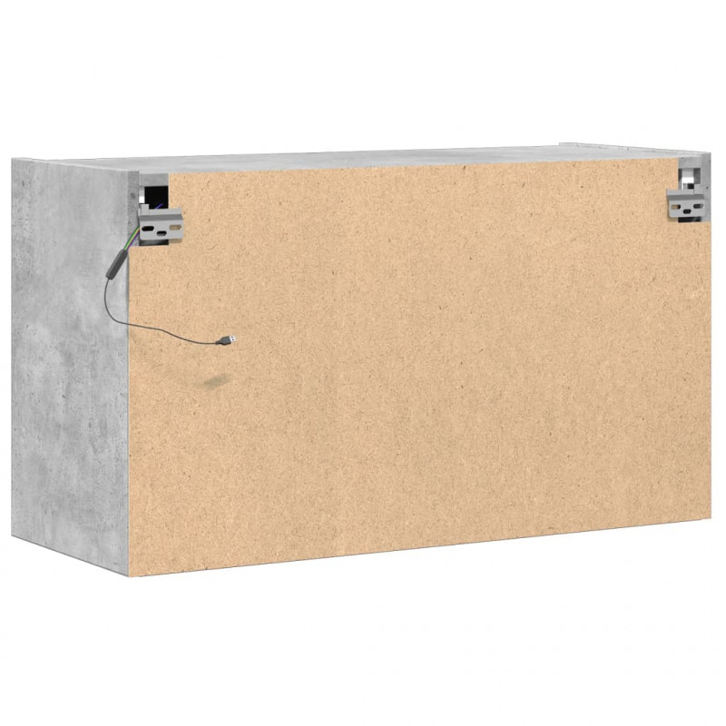 Ścienna szafka TV z LED, szarość betonu, 80x31x45 cm