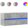 Ścienna szafka TV z LED, szarość betonu, 100x31x45 cm