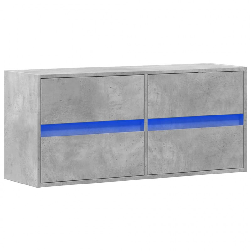 Ścienna szafka TV z LED, szarość betonu, 100x31x45 cm