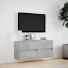 Ścienna szafka TV z LED, szarość betonu, 100x31x45 cm