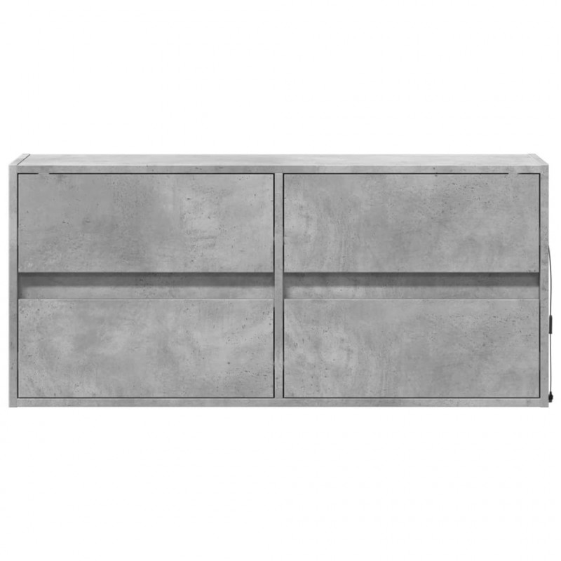 Ścienna szafka TV z LED, szarość betonu, 100x31x45 cm