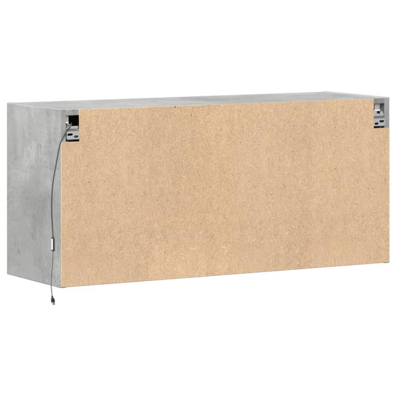 Ścienna szafka TV z LED, szarość betonu, 100x31x45 cm