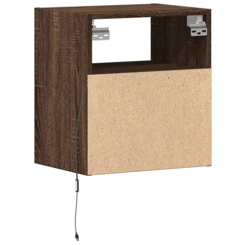 Ścienna szafka TV z LED, brązowy dąb, 41x31x45 cm