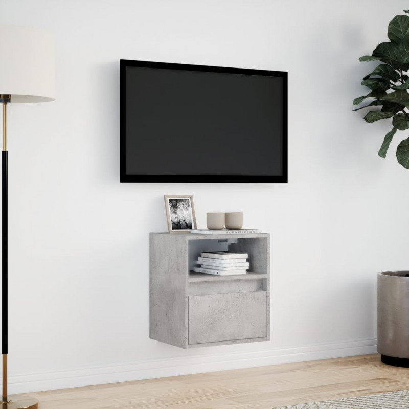 Ścienna szafka TV z LED, szarość betonu, 41x31x45 cm