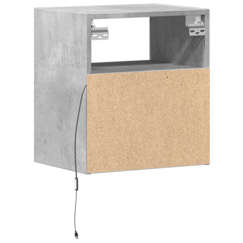 Ścienna szafka TV z LED, szarość betonu, 41x31x45 cm