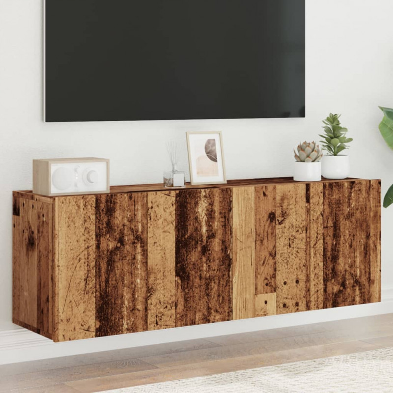Ścienne szafki TV, 2 szt., stare drewno, 60x30x41 cm
