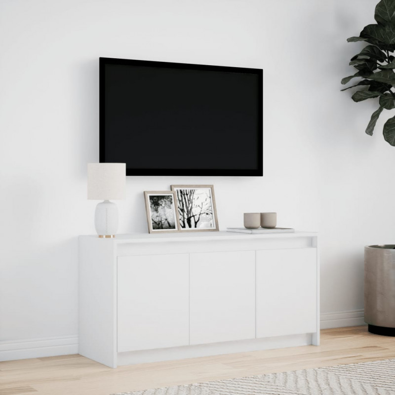 Szafka TV z LED, biała, 100x34x50 cm, materiał drewnopochodny