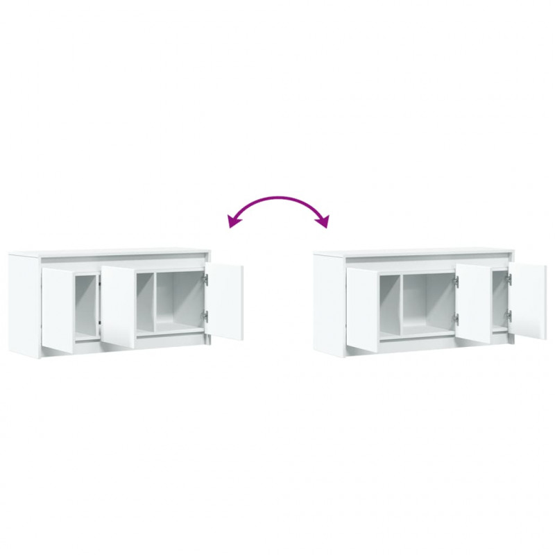 Szafka TV z LED, biała, 100x34x50 cm, materiał drewnopochodny