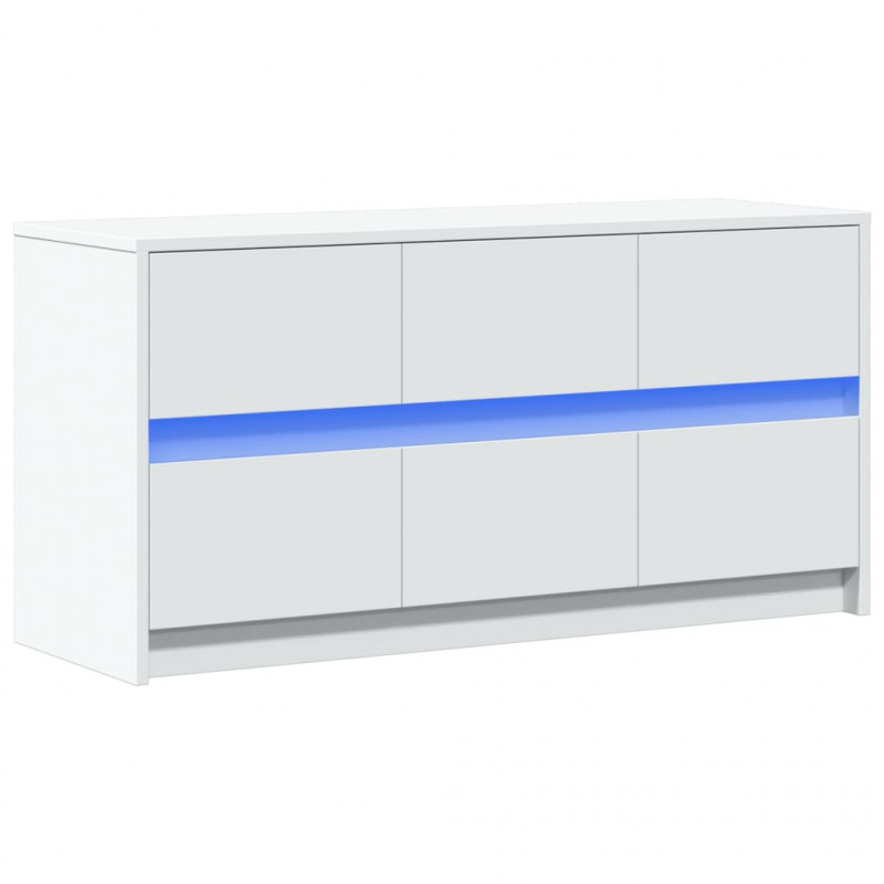 Szafka TV z LED, biała, 100x34x50 cm, materiał drewnopochodny