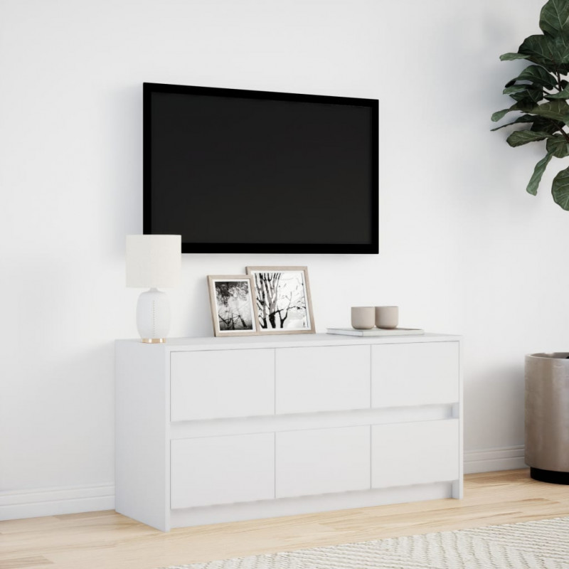 Szafka TV z LED, biała, 100x34x50 cm, materiał drewnopochodny