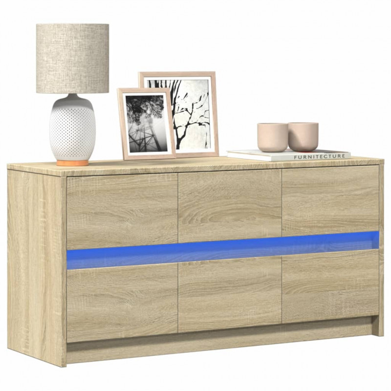 Szafka pod TV z LED, dąb sonoma, 100x34x50 cm