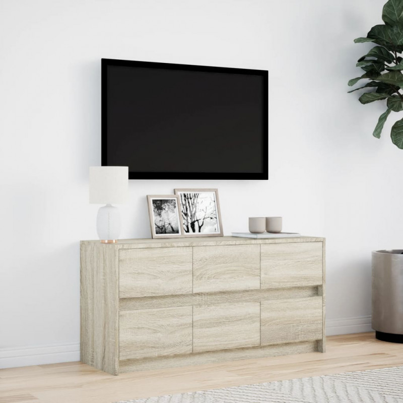 Szafka pod TV z LED, dąb sonoma, 100x34x50 cm