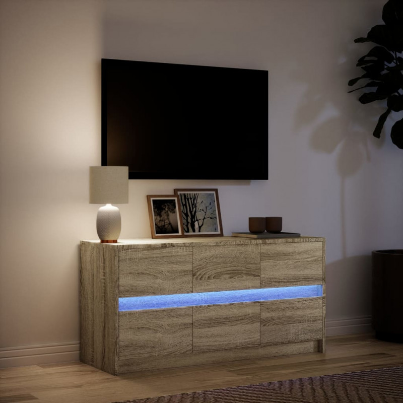 Szafka pod TV z LED, dąb sonoma, 100x34x50 cm