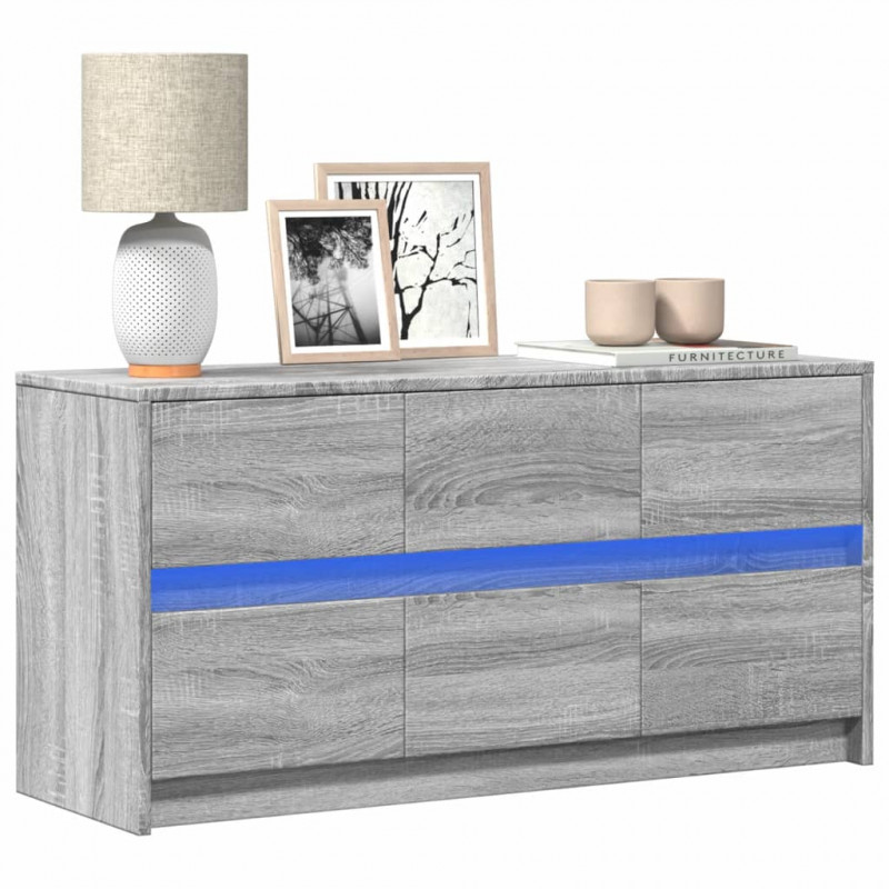 Szafka pod TV z LED, szary dąb sonoma, 100x34x50 cm