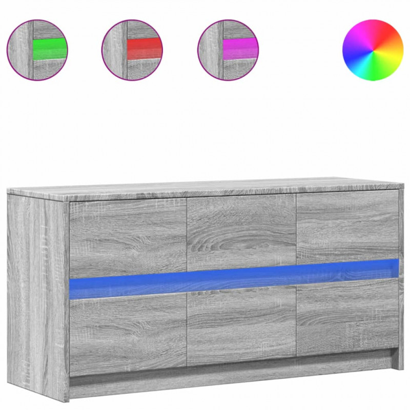 Szafka pod TV z LED, szary dąb sonoma, 100x34x50 cm