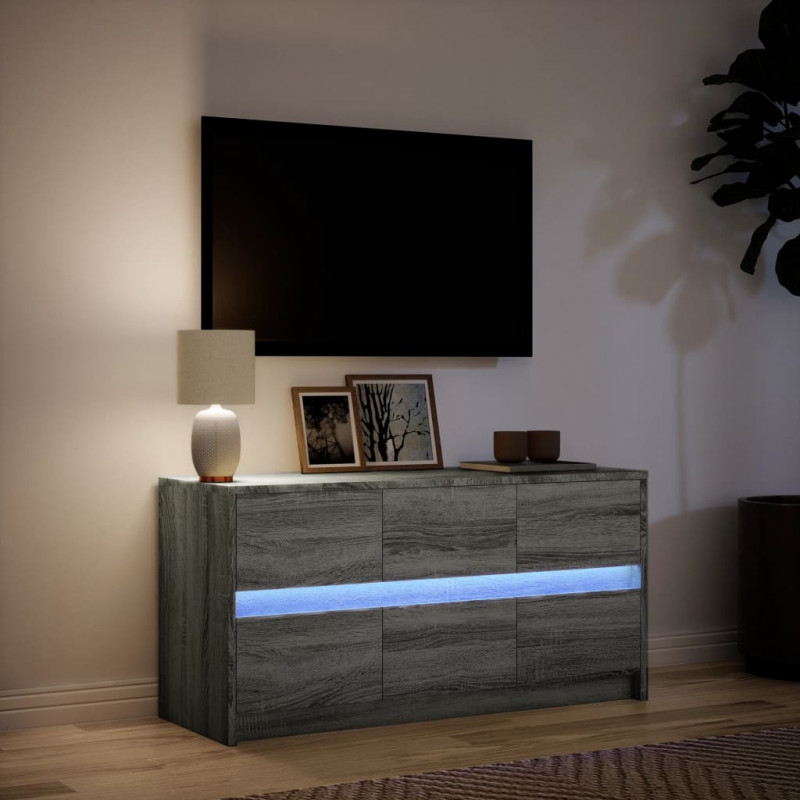 Szafka pod TV z LED, szary dąb sonoma, 100x34x50 cm