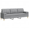 3-osobowa sofa z poduszkami, jasnoszara, 210 cm, obita tkaniną