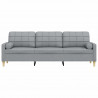 3-osobowa sofa z poduszkami, jasnoszara, 210 cm, obita tkaniną