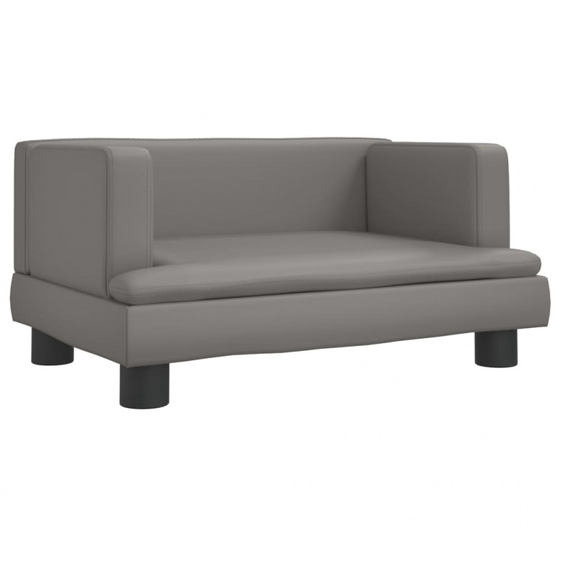 Sofa dla dzieci, szara, 60x40x30 cm, sztuczna skóra