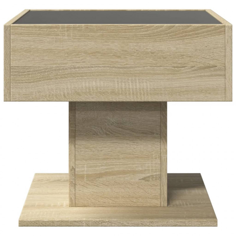 Stolik kawowy z LED, dąb sonoma, 50x50x45 cm