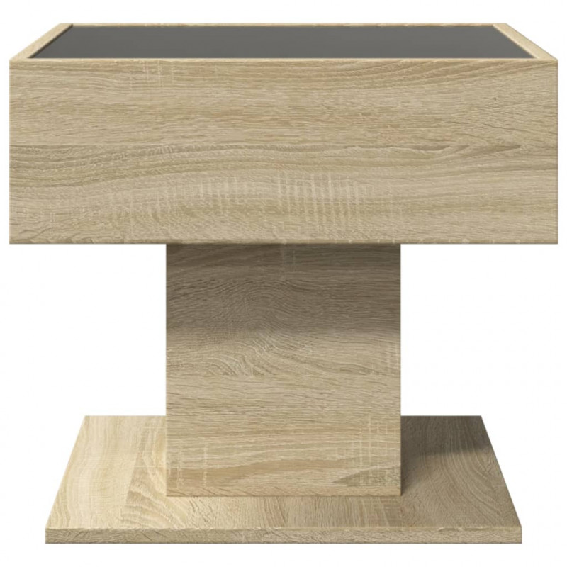 Stolik kawowy z LED, dąb sonoma, 50x50x45 cm