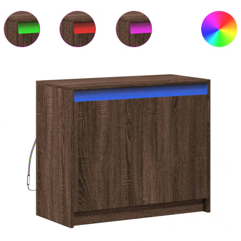 Szafka z LED, brązowy dąb, 72x34x61 cm, materiał drewnopochodny