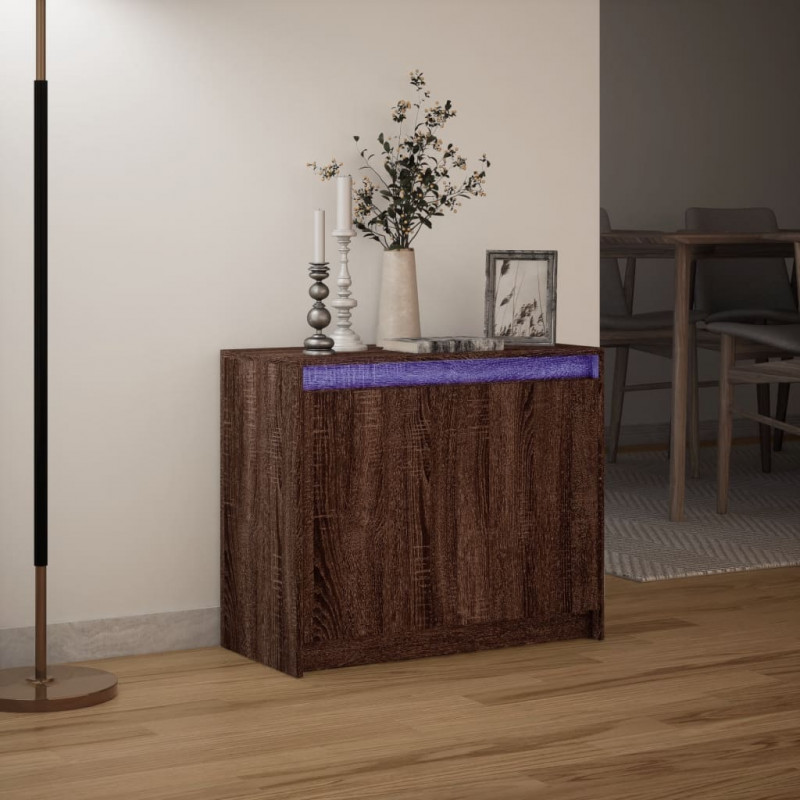Szafka z LED, brązowy dąb, 72x34x61 cm, materiał drewnopochodny