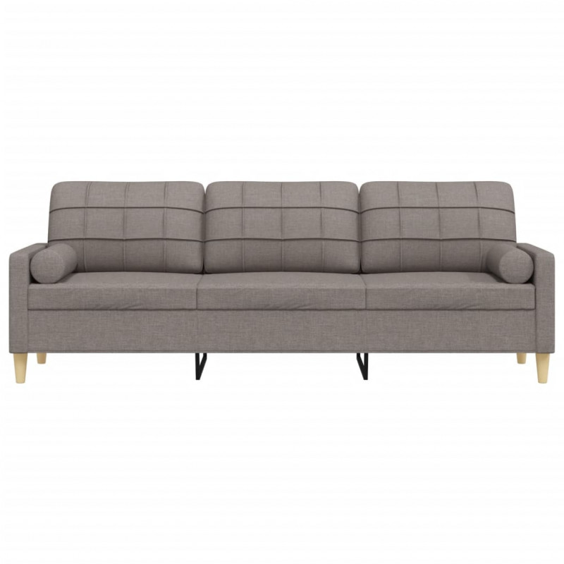 3-osobowa sofa z poduszkami, taupe, 210 cm, obita tkaniną