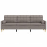 3-osobowa sofa z poduszkami, taupe, 210 cm, obita tkaniną