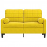 2-osobowa sofa z poduszkami, żółta, 120 cm, aksamit