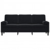 3-osobowa sofa z poduszkami, czarna, 180 cm, aksamit