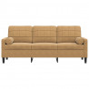 3-osobowa sofa z poduszkami, brązowa, 180 cm, aksamit