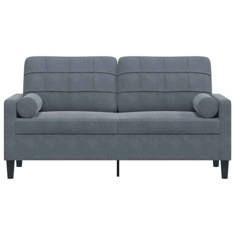 2-osobowa sofa z poduszkami, ciemnoszara, 140 cm, aksamit