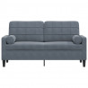 2-osobowa sofa z poduszkami, ciemnoszara, 140 cm, aksamit