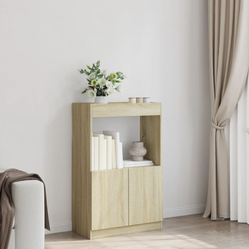 Wysoka szafka, db sonoma, 63x33x100 cm, materiał drewnopochodny