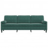 3-osobowa sofa z poduszkami, ciemnozielona, 210 cm, aksamit