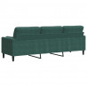 3-osobowa sofa z poduszkami, ciemnozielona, 210 cm, aksamit