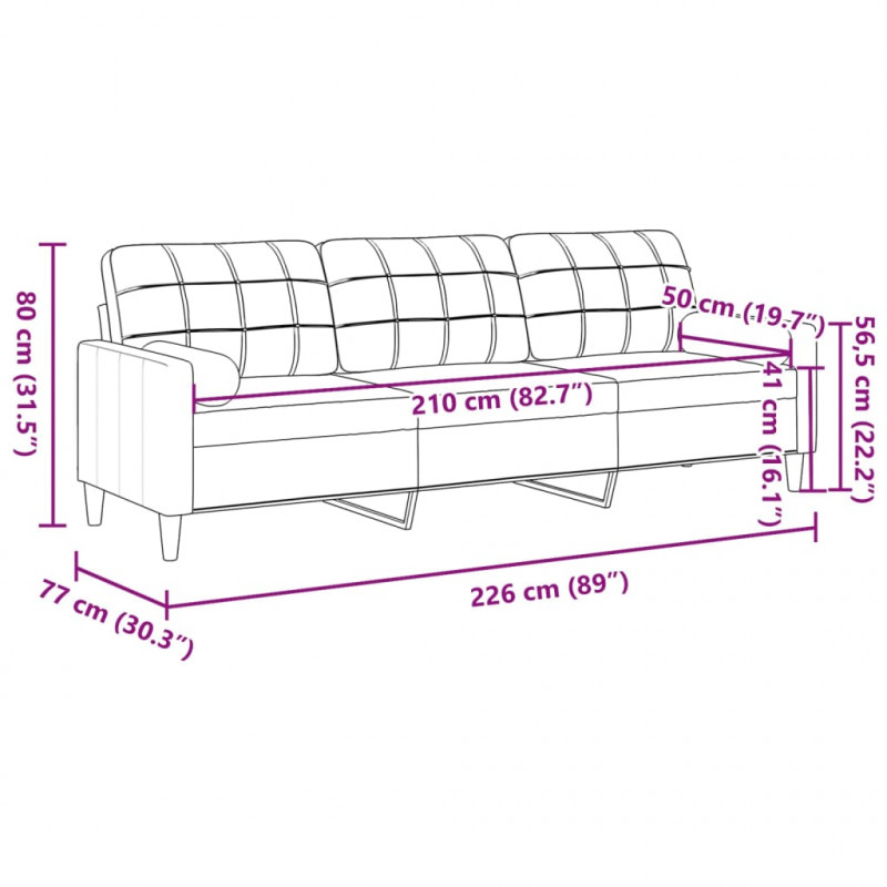 3-osobowa sofa z poduszkami, ciemnozielona, 210 cm, aksamit