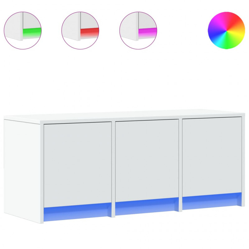 Szafka TV z LED, biała, 97x34x40 cm, materiał drewnopochodny