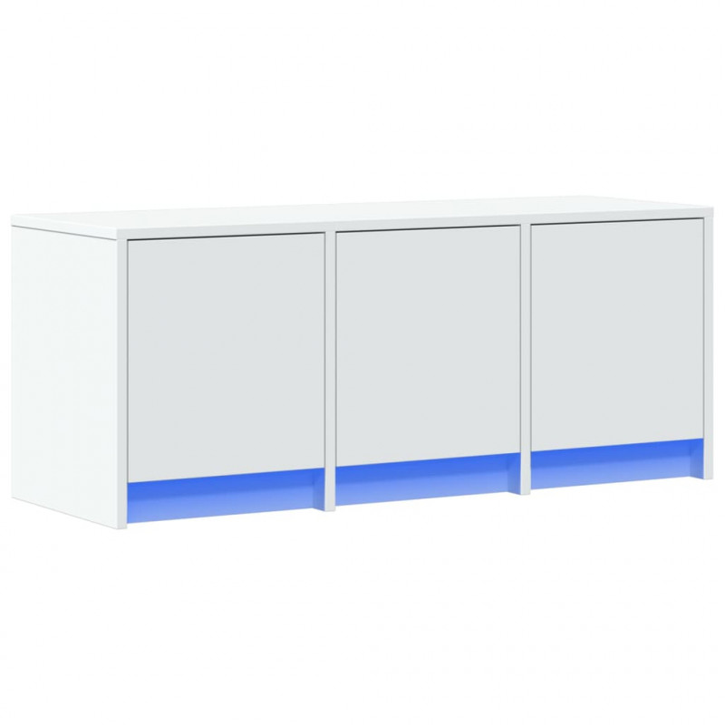 Szafka TV z LED, biała, 97x34x40 cm, materiał drewnopochodny