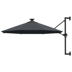 Parasol ogrodowy z LED, ścienny, 300 cm, antracytowy