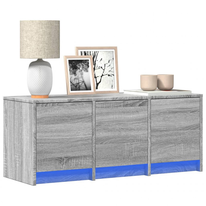 Szafka TV z LED, szary dąb sonoma, 97x34x40 cm