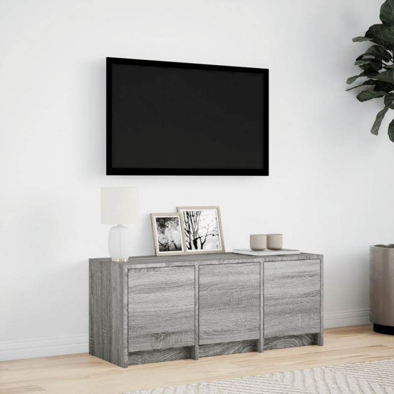 Szafka TV z LED, szary dąb sonoma, 97x34x40 cm