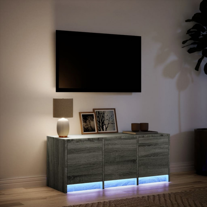 Szafka TV z LED, szary dąb sonoma, 97x34x40 cm