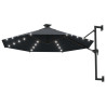 Parasol ogrodowy z LED, ścienny, 300 cm, antracytowy